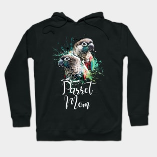 Crimson Bellied Conure Color Splatter Parrot Mom Black Hoodie